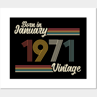 Vintage Born in January 1971 Posters and Art